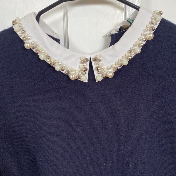 Ted Baker London Navy Embellished collar Sweater. 3/4 sleeves. Size 2 - Picture 8 of 10